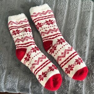 Cozy Red and White Patterned Socks